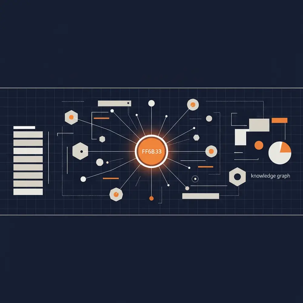 A high-tech digital interface showing AI-driven search results and semantic content connections.