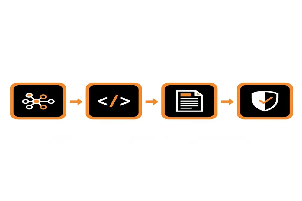 A visual checklist diagram for AEO showing four main pillars: Entities, Schema, Structure, and Authority.