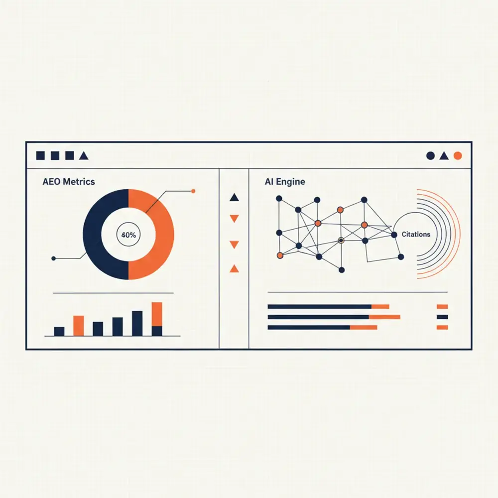 Strategic dashboard showing AEO metrics and AI engine citations for a global business.
