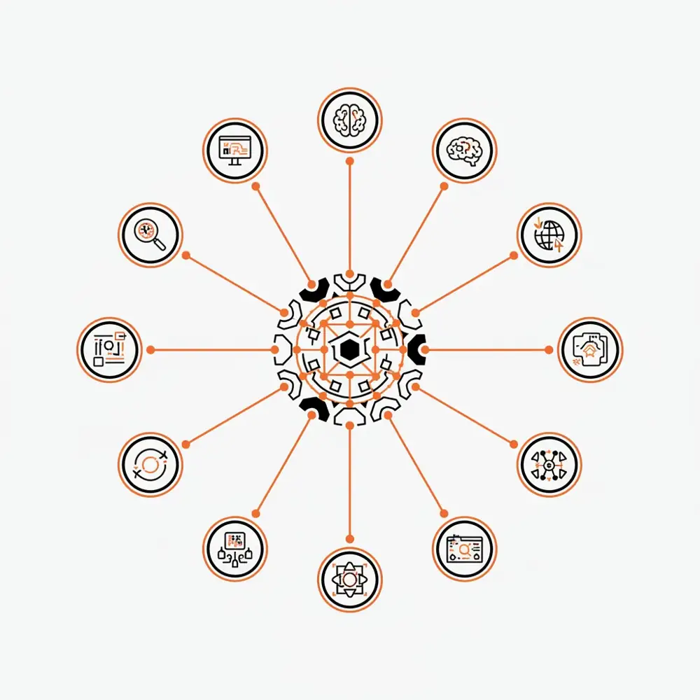 A diagram showing the flow of information from an enterprise knowledge graph to various answer engines like ChatGPT and Perplexity.