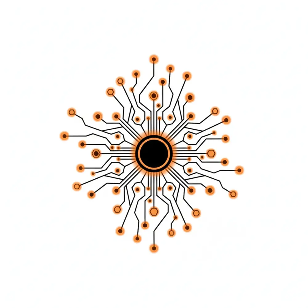 A modern visualization of a digital brand being processed by a generative AI engine.