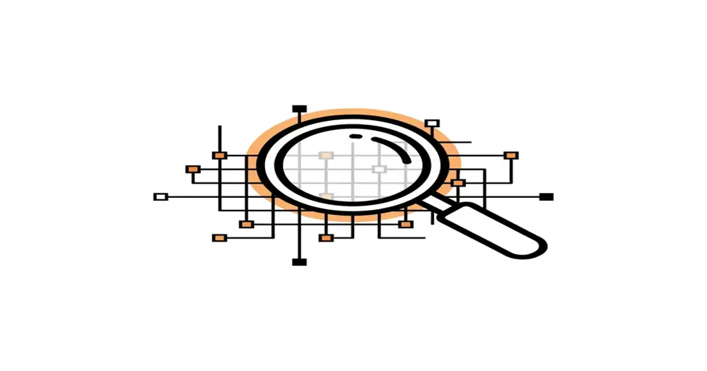 A professional illustration showing a structured data map leading to an AI interface.