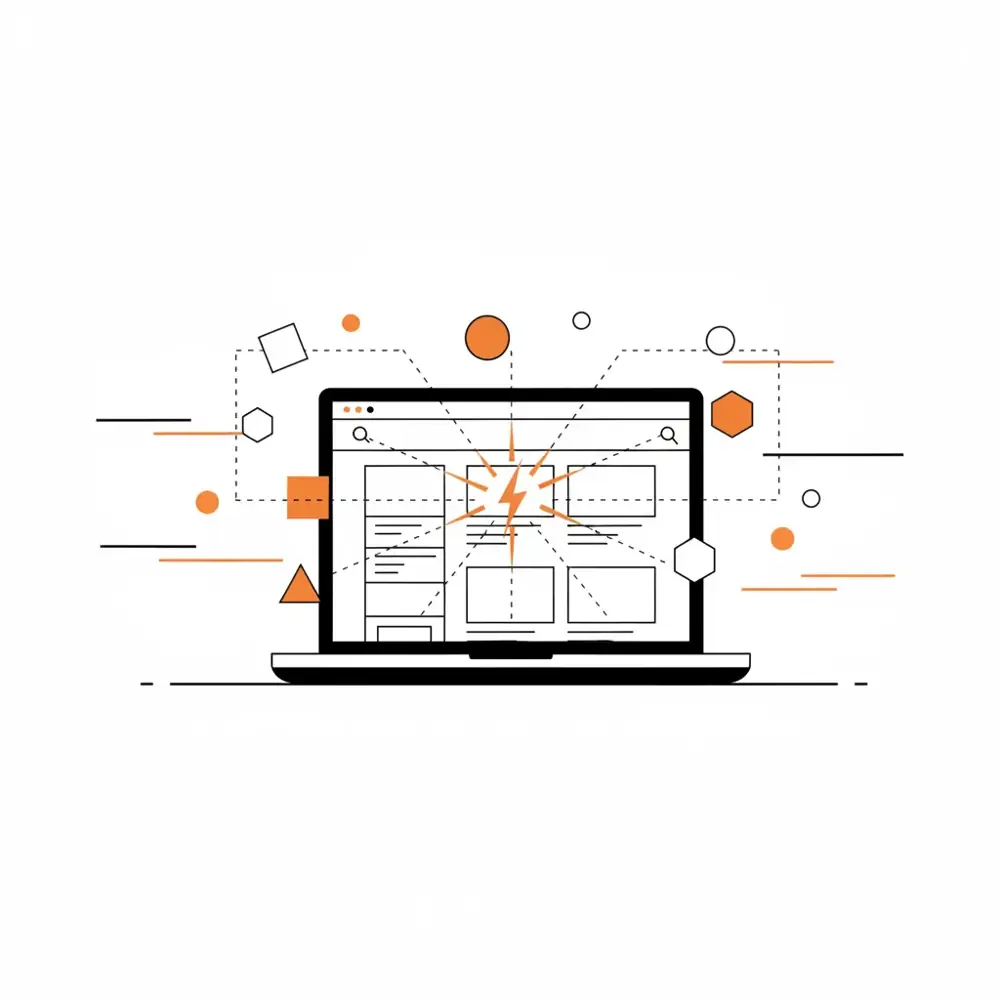 A minimalist illustration of a Shopify store interface being scanned by an AI lens, highlighting product entities.