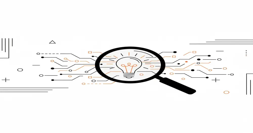 A professional illustration showing the concept of Answer Engine Optimization with AI and data symbols.
